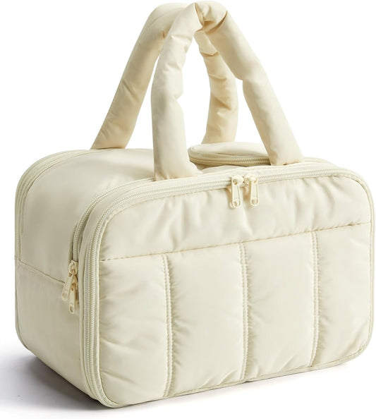 Travel Toiletry Bag, Puffy Large Toiletry Bag for Women, Lightweight Cosmetic Makeup Bag Organizer with Handle