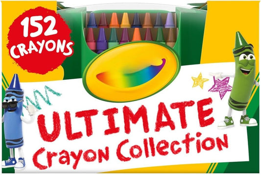 OMOMMD Ultimate Crayon Box Collection (152ct), Bulk Kids Crayon Caddy, Classic & Glitter Colors, Coloring Book Supplies, Gift for Kids, Ages 3, 4, 5