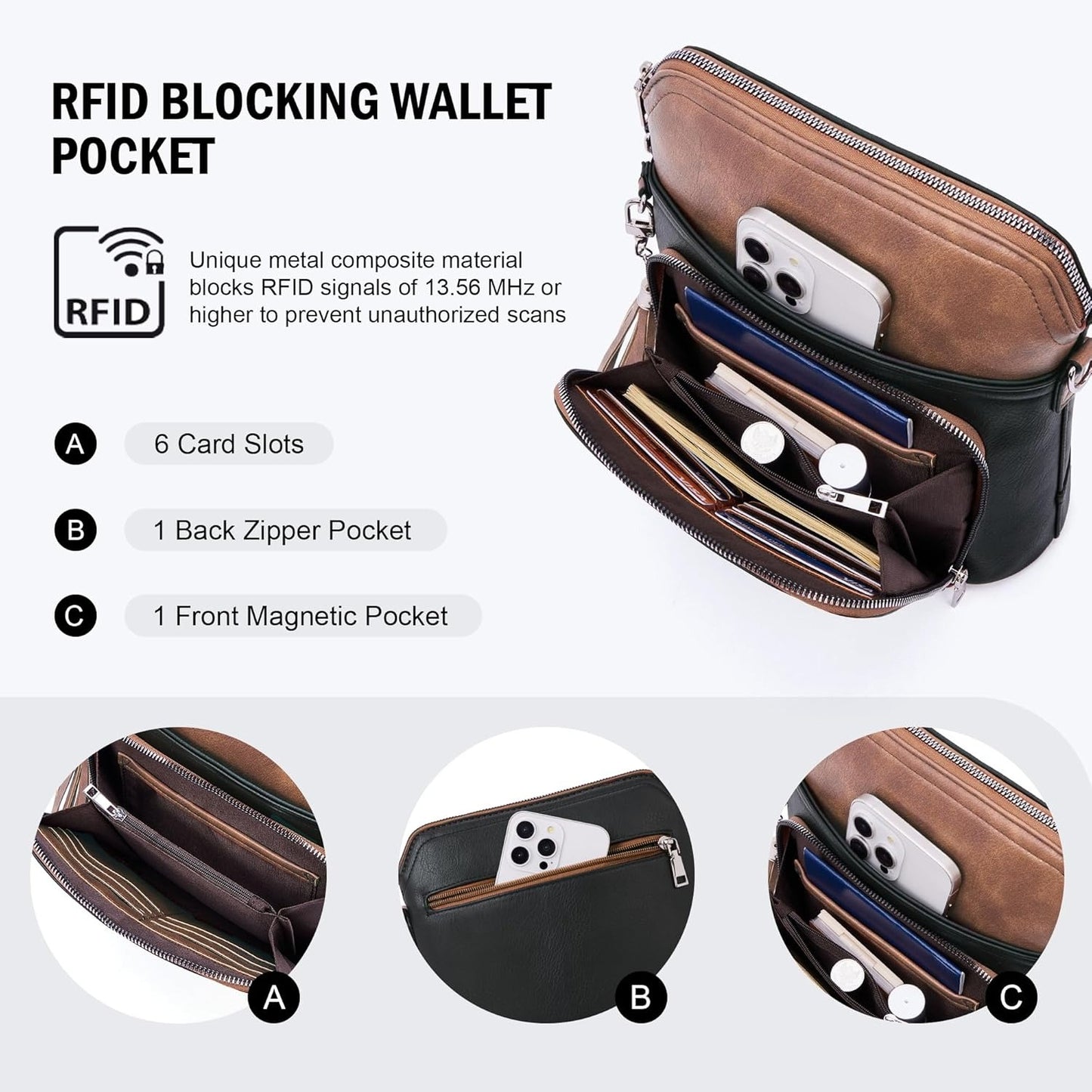 Crossbody Purse for Women Vegan Leather Medium Crossbody Wallet Bag for Travel Women Shoulder Handbags