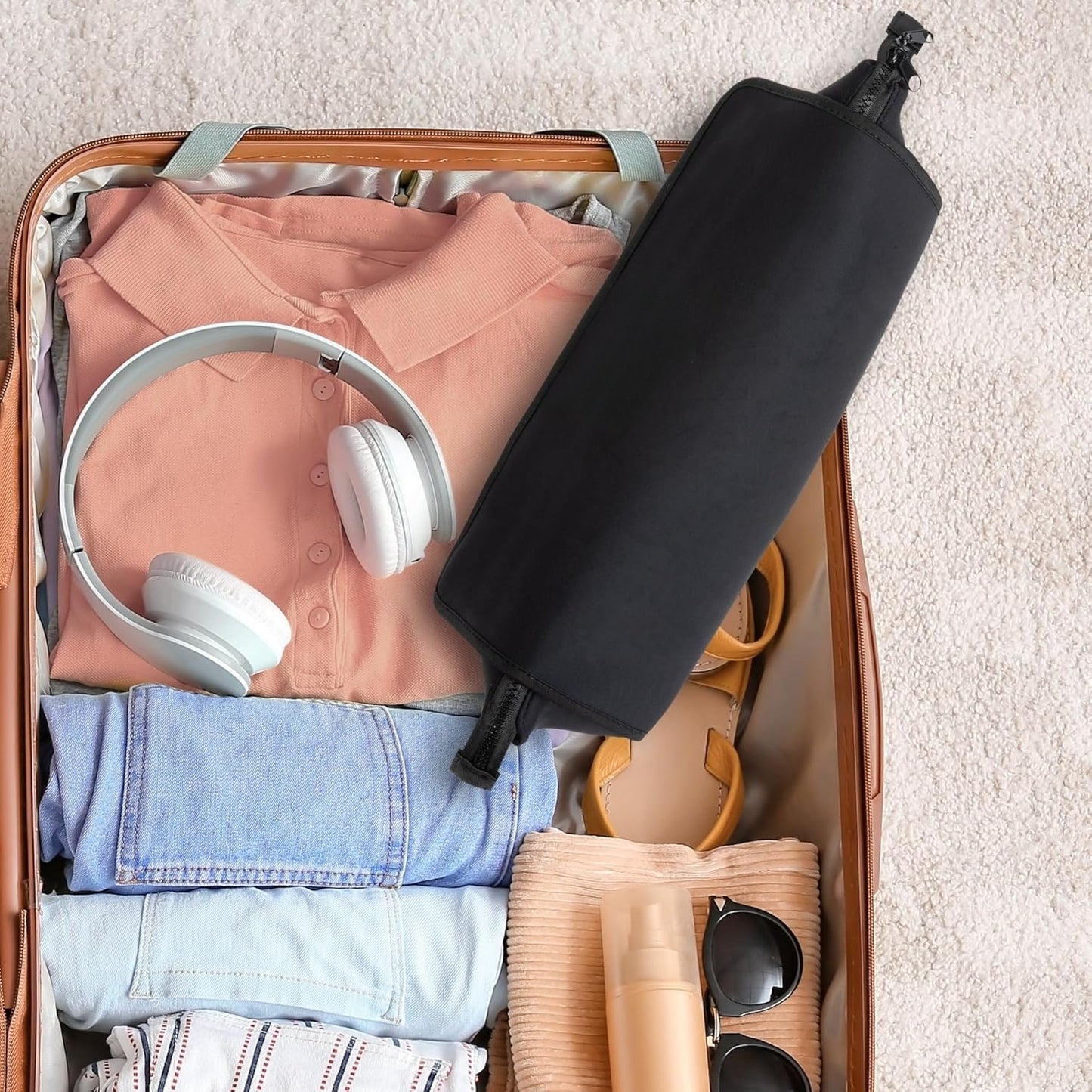 Hair Tools Travel Bag and Heat Resistant Mat ,  2-in-1 design, with Interior Pockets, Portable Organizer