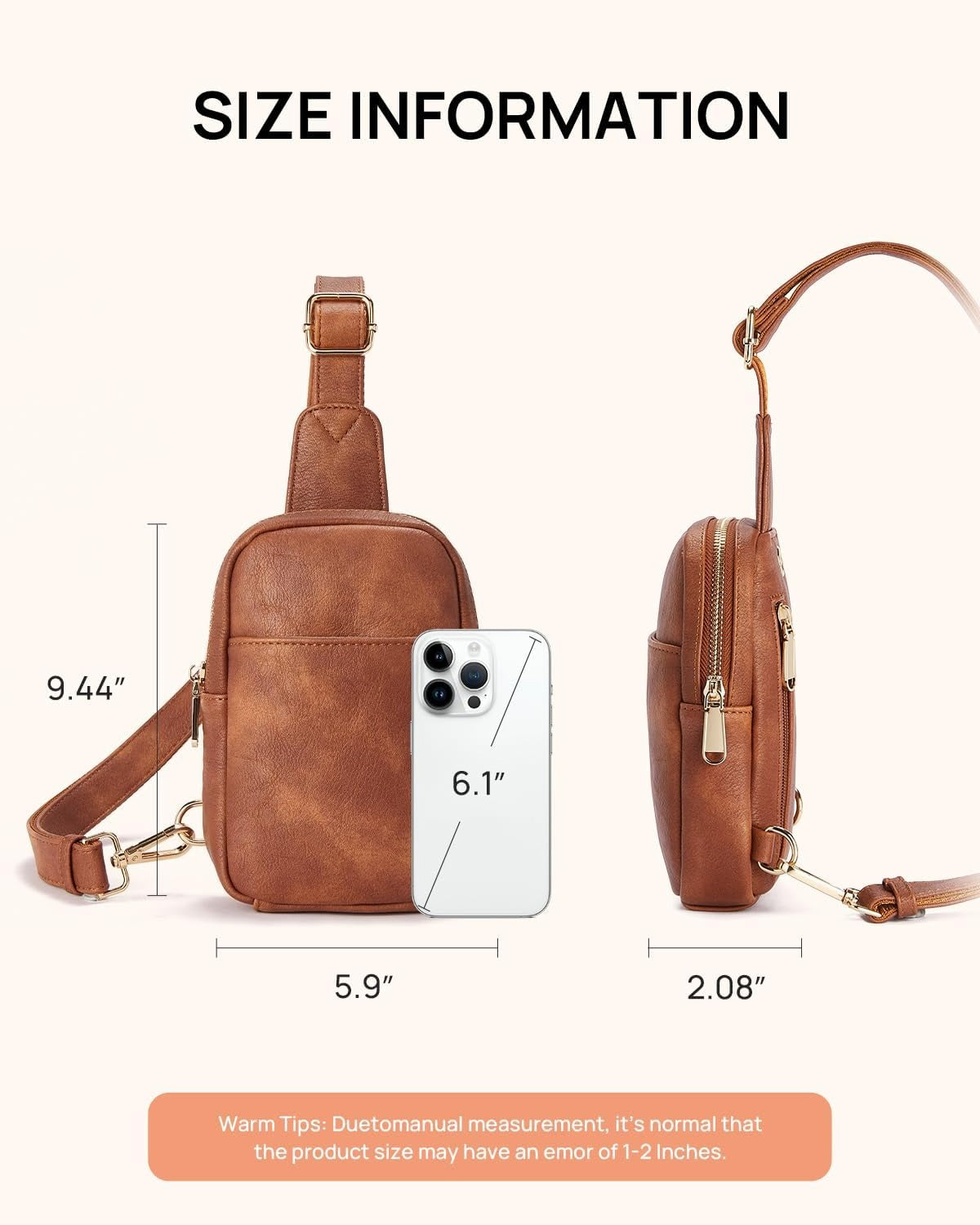 Small Sling Bag for Women Leather Crossbody Fanny Packs Chest Bag for Women