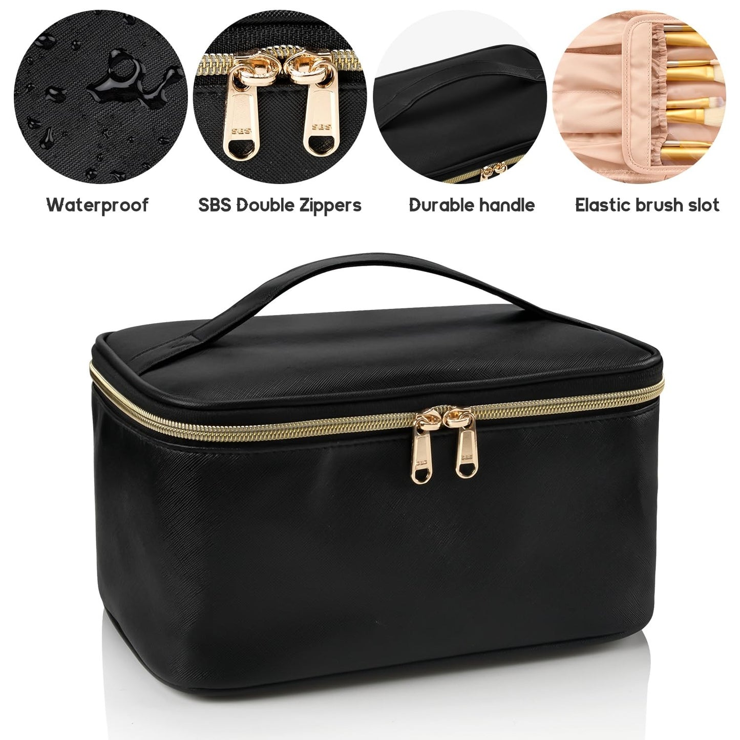 Makeup Bag, Portable Cosmetic Bag,  Makeup Case Organizer,  With Handle and Divider