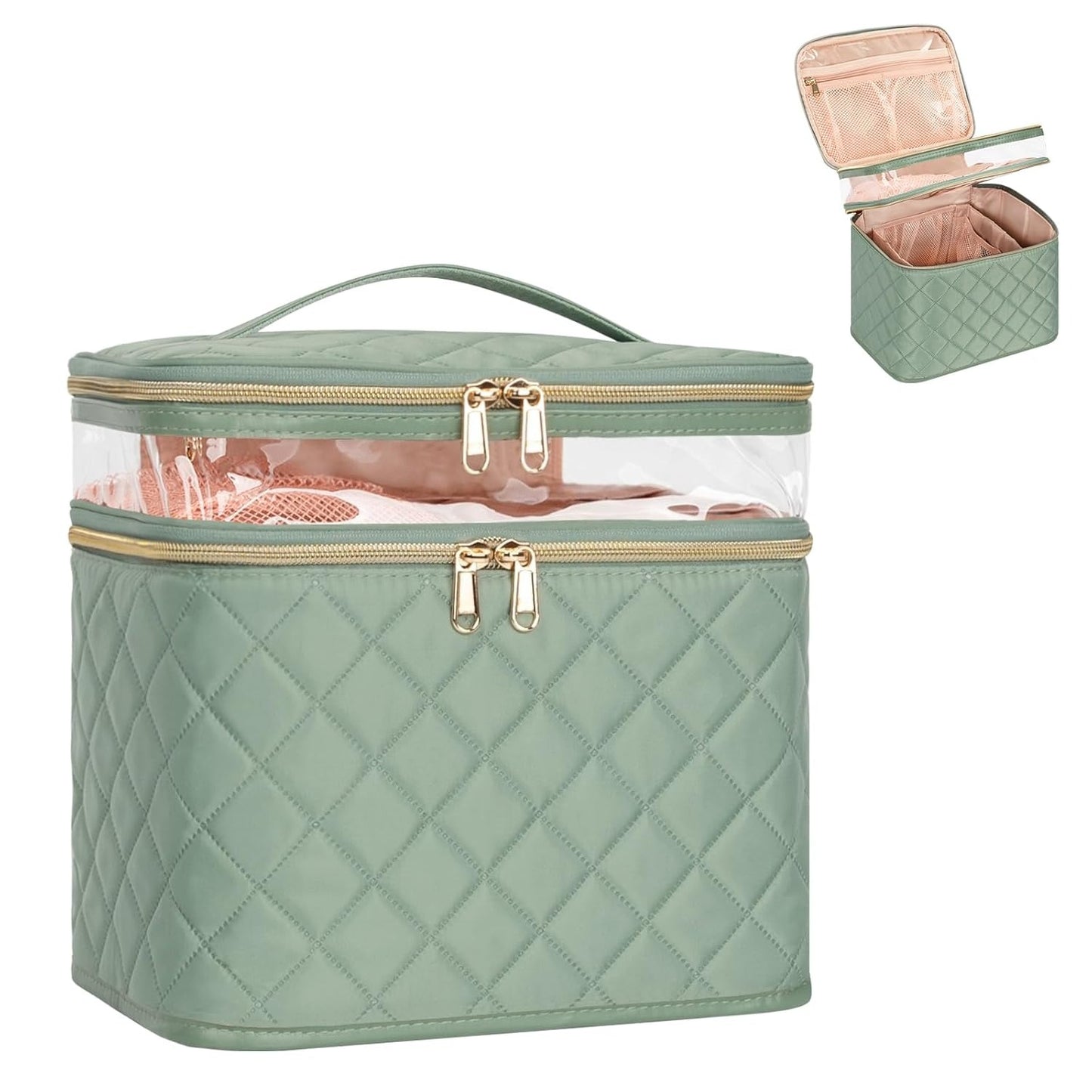 Makeup Bag, Portable Cosmetic Bag,  Makeup Case Organizer,  With Handle and Divider