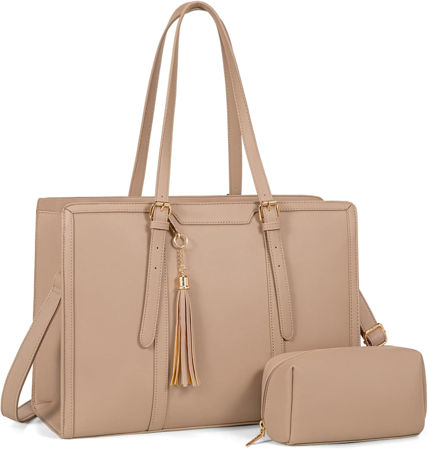 Women 15.6 inch Lightweight PU Laptop Tote Bag, Large Capacity Computer for Business, Work, Office, Travel