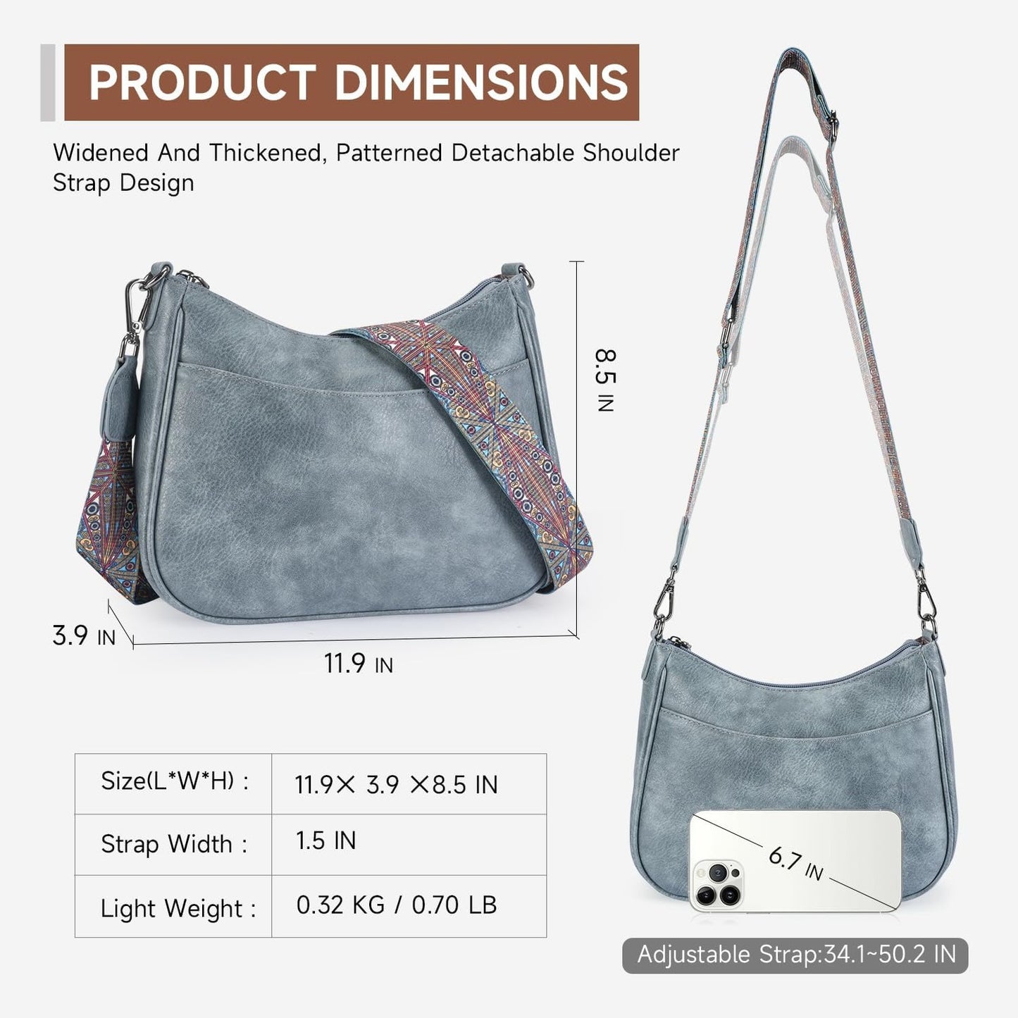 Trendy Leather Crossbody Purse with Adjustable Strap, Women's Shoulder Handbag