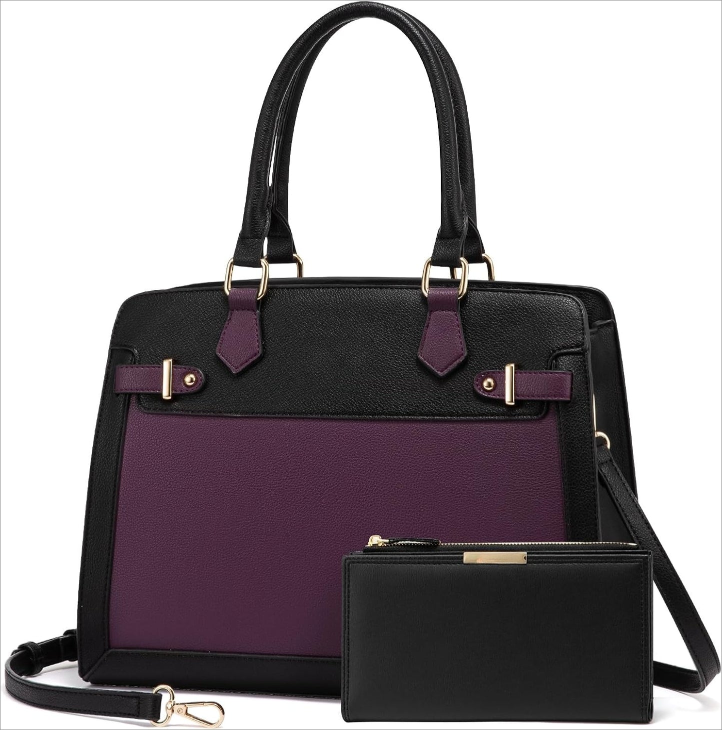 Handbags for Women, Tote Shoulder Bag Satchel Black Purse and PU Leather Top Handle for ladies