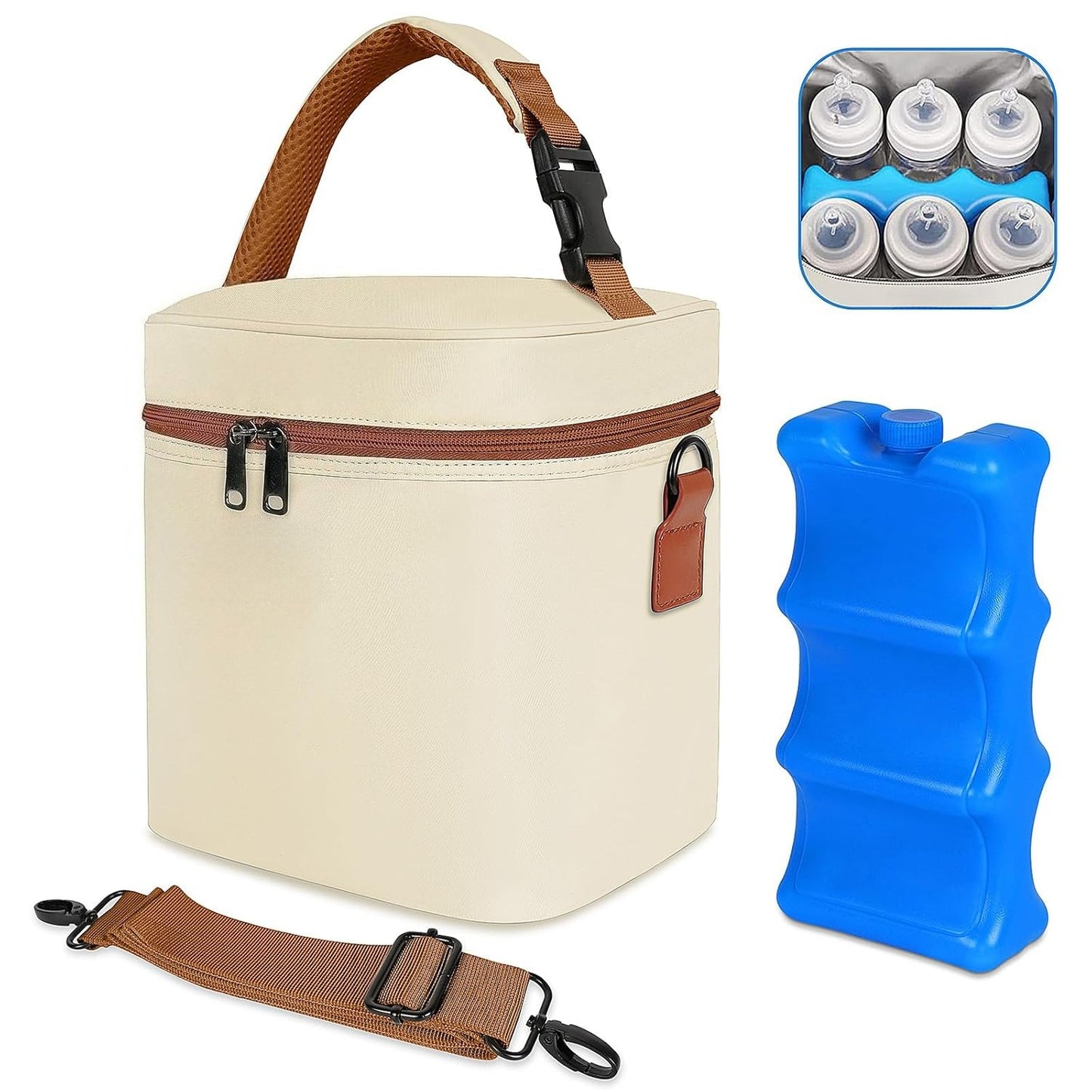 Breastmilk Cooler Bag with Ice Pack,  Bottle Bag, Breast Milk Cooler on The go with Strap