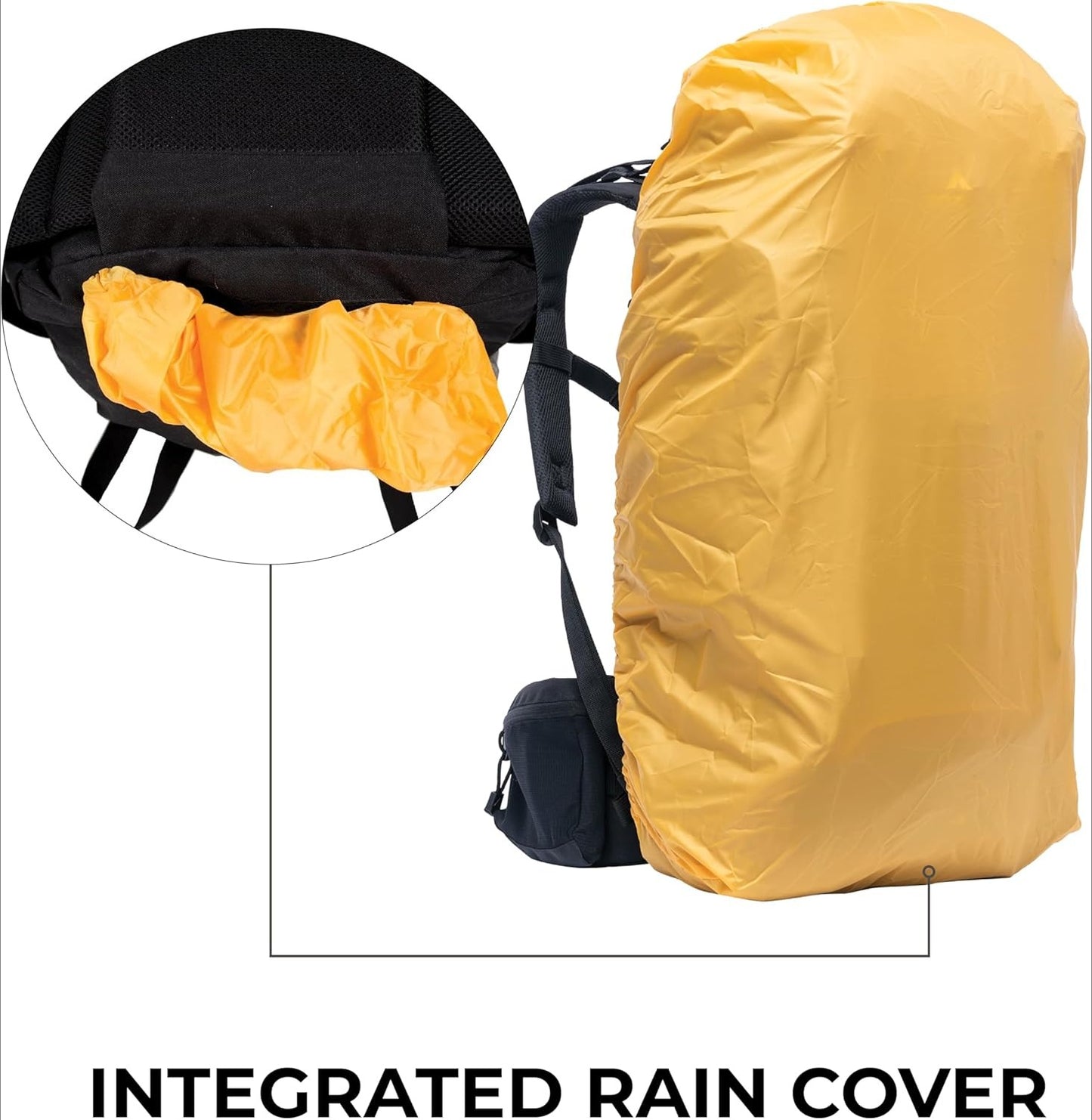 55L Internal Frame Backpack for Hiking, Camping, Backpacking, Rain Cover Included