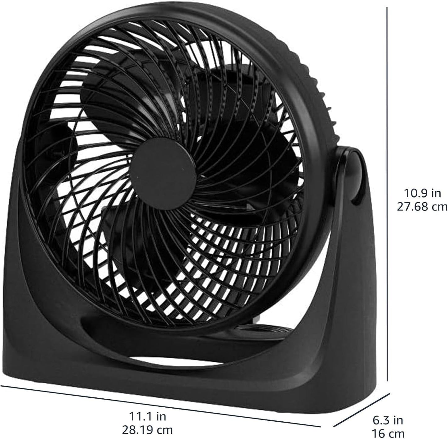 OMOMMD Air Circulator Desk Fan for Bedroom, Home and Office, 90-Degree Tilt Head, 3 Speed Settings, Cooling, 35 Watts, Black, 11.1"W x 6.3"D x 10.9"H