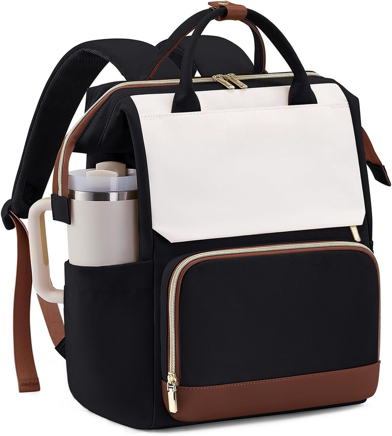 Laptop Backpack for Women with Giant Tumbler Holder Pocket, 15.6 inch Travel Work Backpack