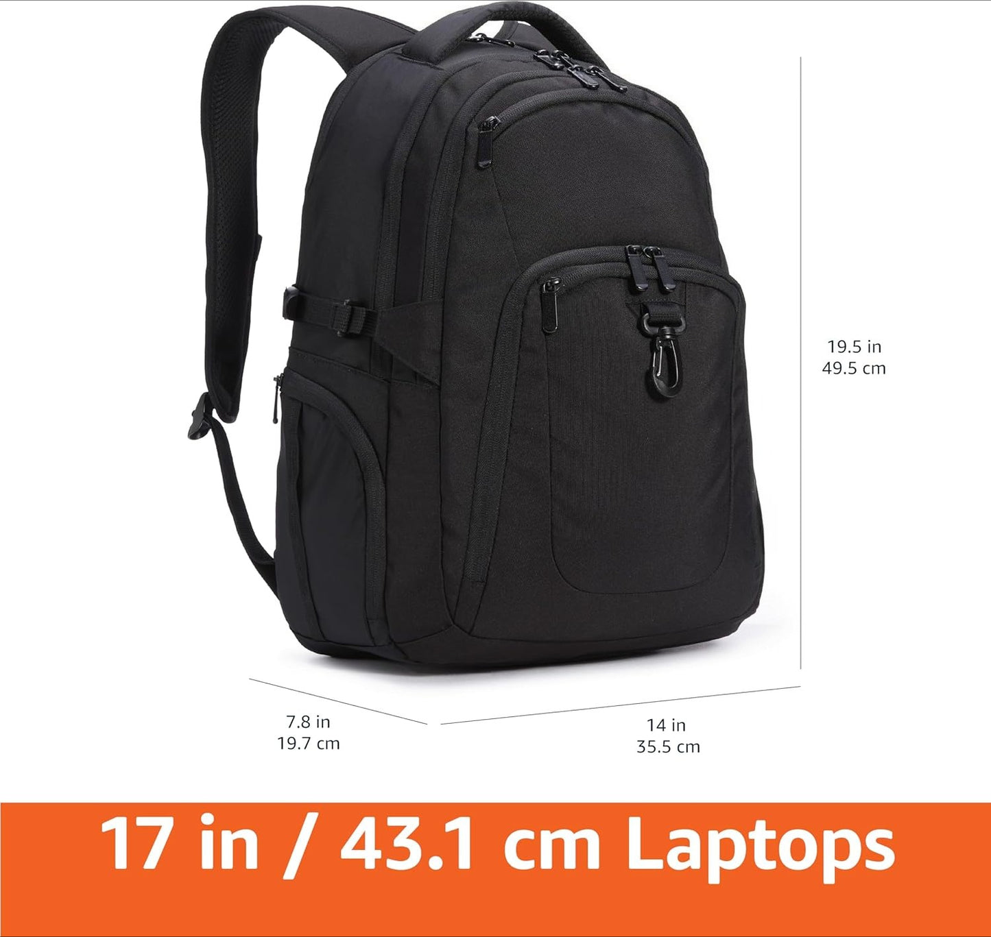 Travel Laptop Backpack for 17 in / 43.1 cm Laptop, Black