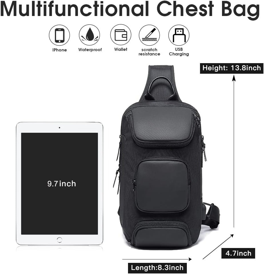 Sling Bag, Waterproof Crossbody Backpack, Shoulder Bag for Men