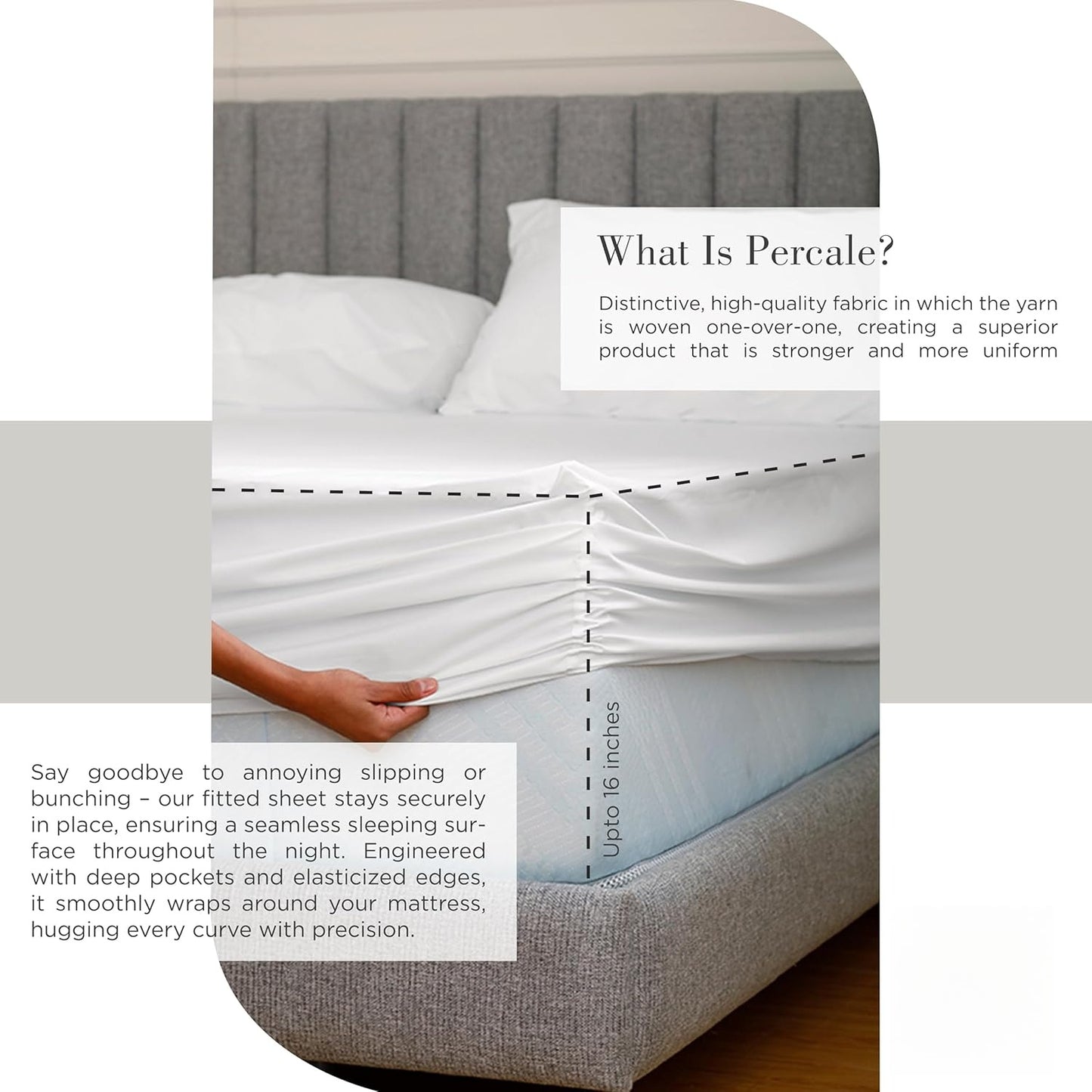 Cotton Percale Sheets Queen Size,  Deep Pocket, 4 count SetStrong Bed Linen