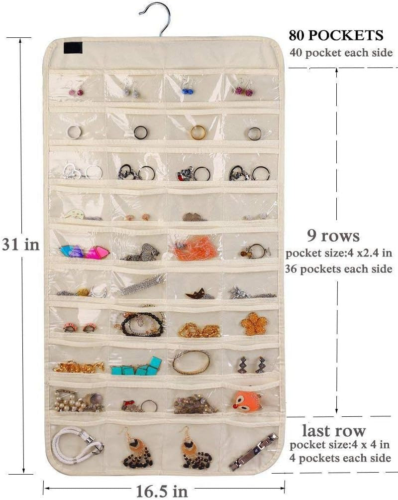 Hanging Jewelry Organizer,Accessories Organizer,80 Pocket Organizer