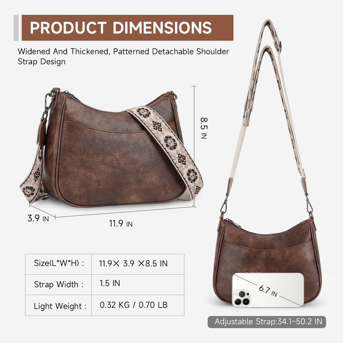 Trendy Leather Crossbody Purse with Adjustable Strap, Women's Shoulder Handbag