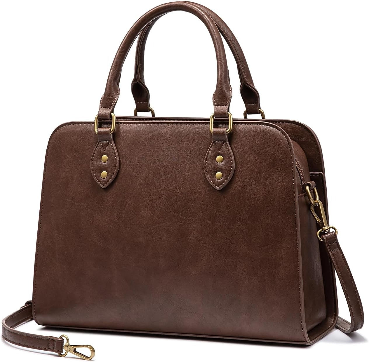 Purses and Handbags for Women, Vintage-Style Leather Top Handle Shoulder Bag Satchel Tote