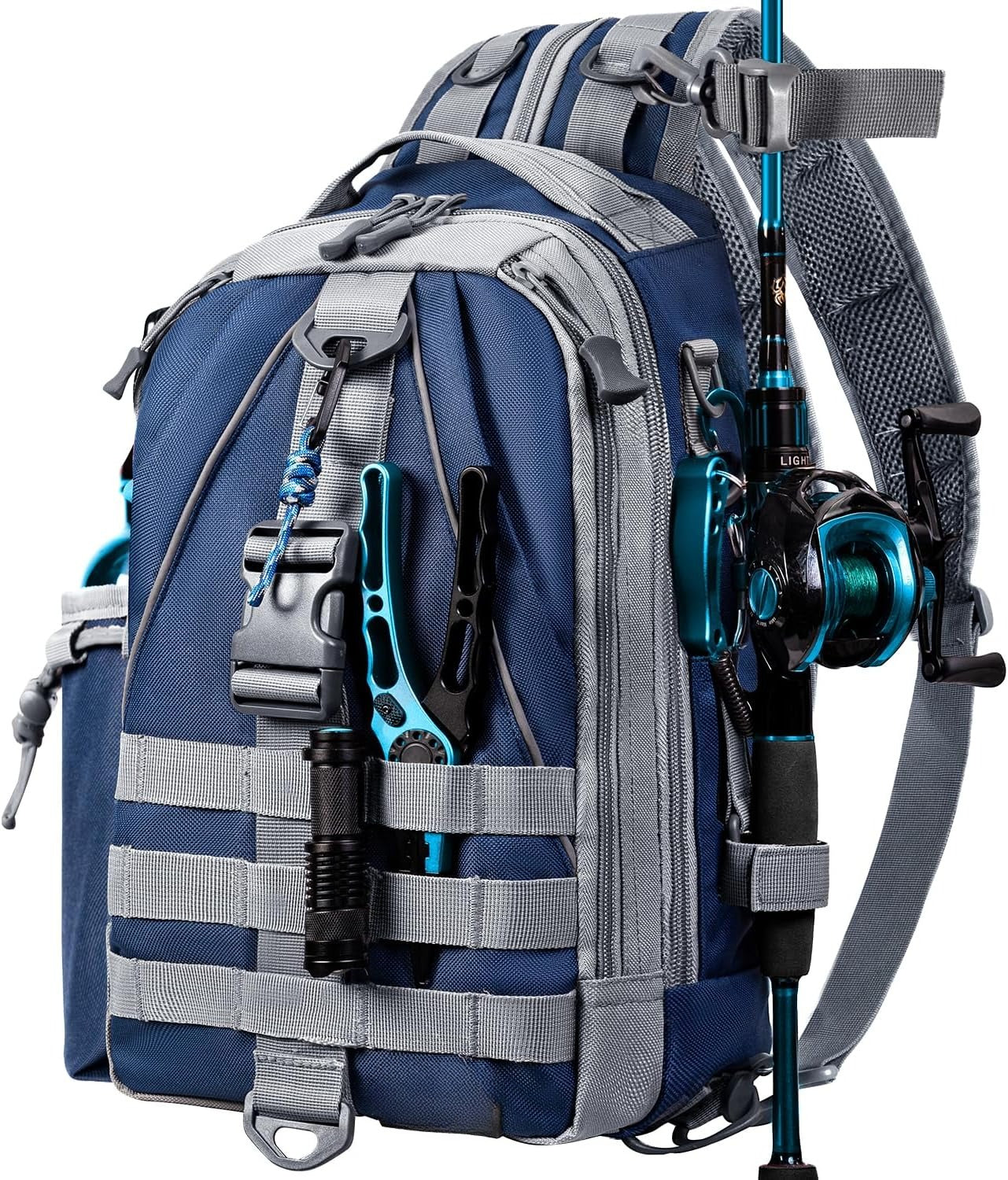 Fishing Backpack Tackle Sling Bag-Backpack with Rod Holder- Lightweight Tackle Box