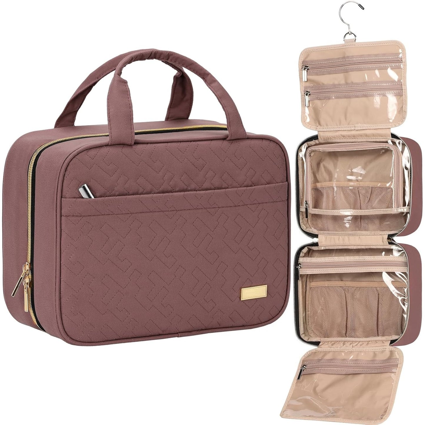 Travel Toiletry Bag for women, Portable Hanging Organizer for Travel-Sized Shampoo, makeup