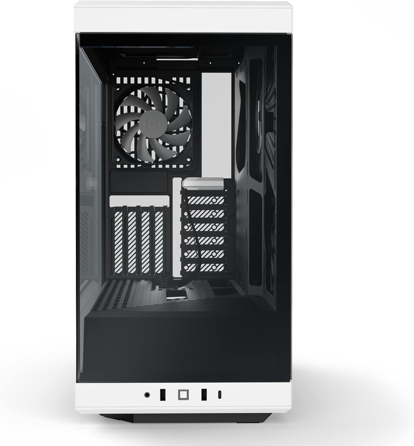 OMOMMD Y40 Modern Aesthetic Panoramic Tempered Glass Mid-Tower ATX Computer Gaming Case with PCIE 4.0 Riser Cable Included, White (CS-HYTE-Y40-BW)