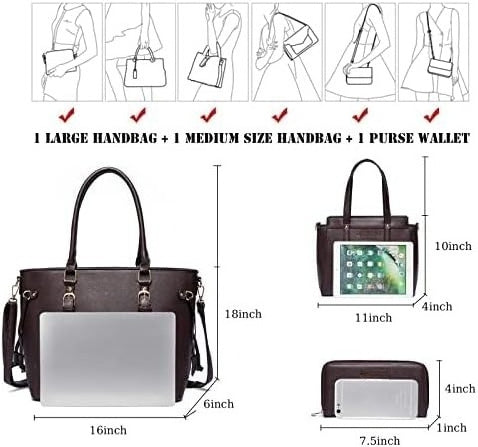 West 3PCS Purses for Women Tote Bag and Wallet Set Shoulder Satchel Handbags