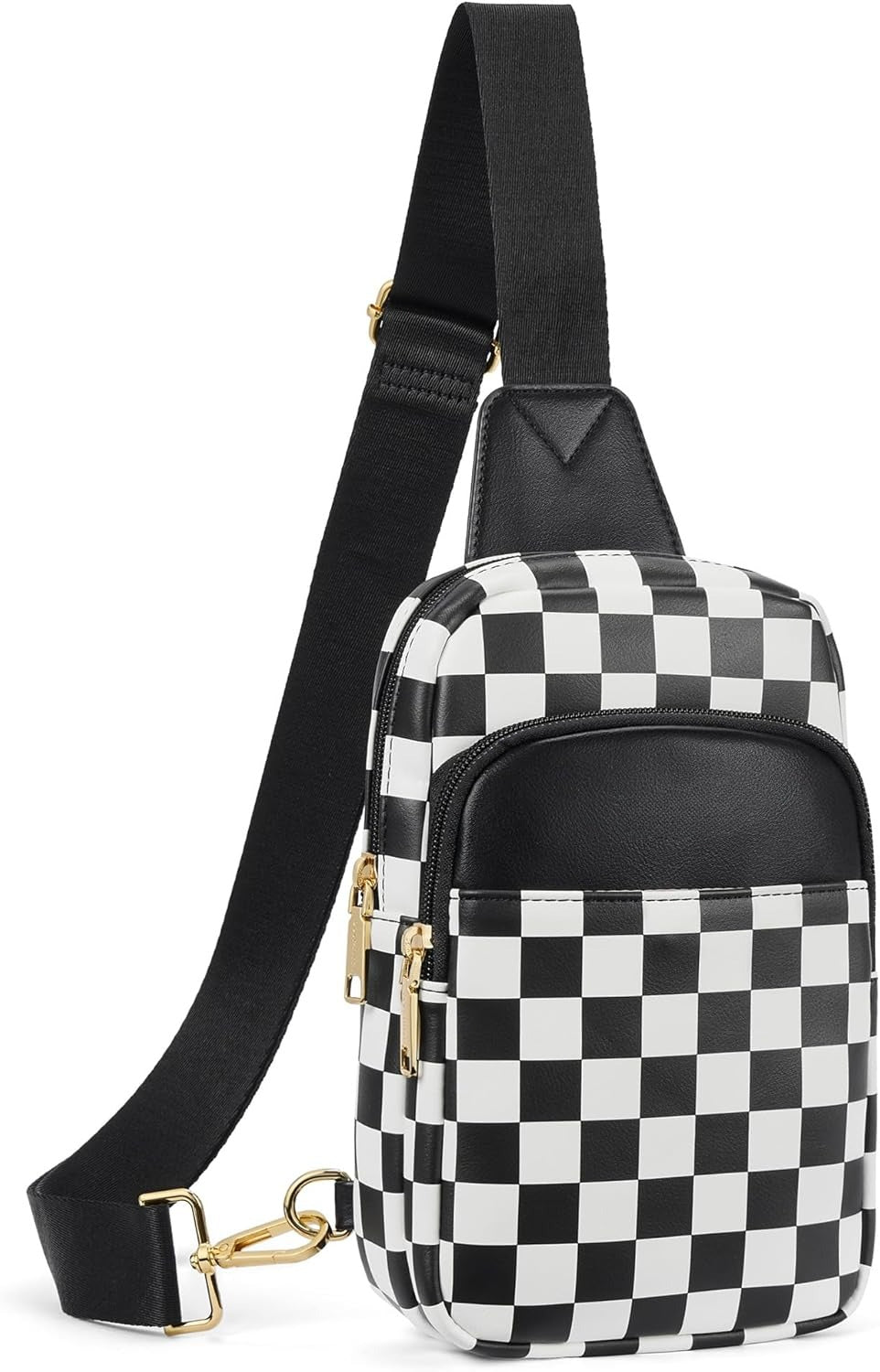 Sling Bag Quilted Crossbody Bags for Women Cross Body Purse Leather Fanny Pack with Adjustable Guitar Strap