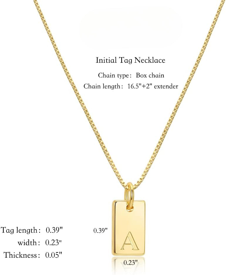 14K Gold Plated Initial Necklace for Women - Personalized Letter Name Pendant