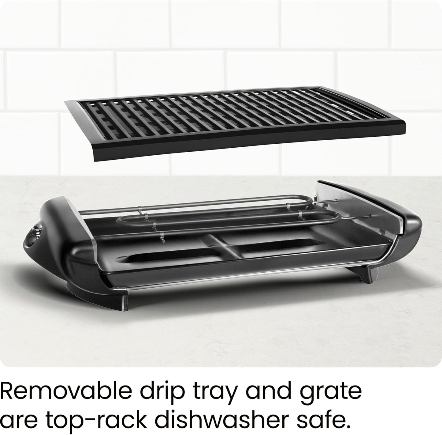 Electric Smokeless Indoor Grill w/ Non-Stick Cooking Surface & Adjustable Temperature Knob from Warm to Sear