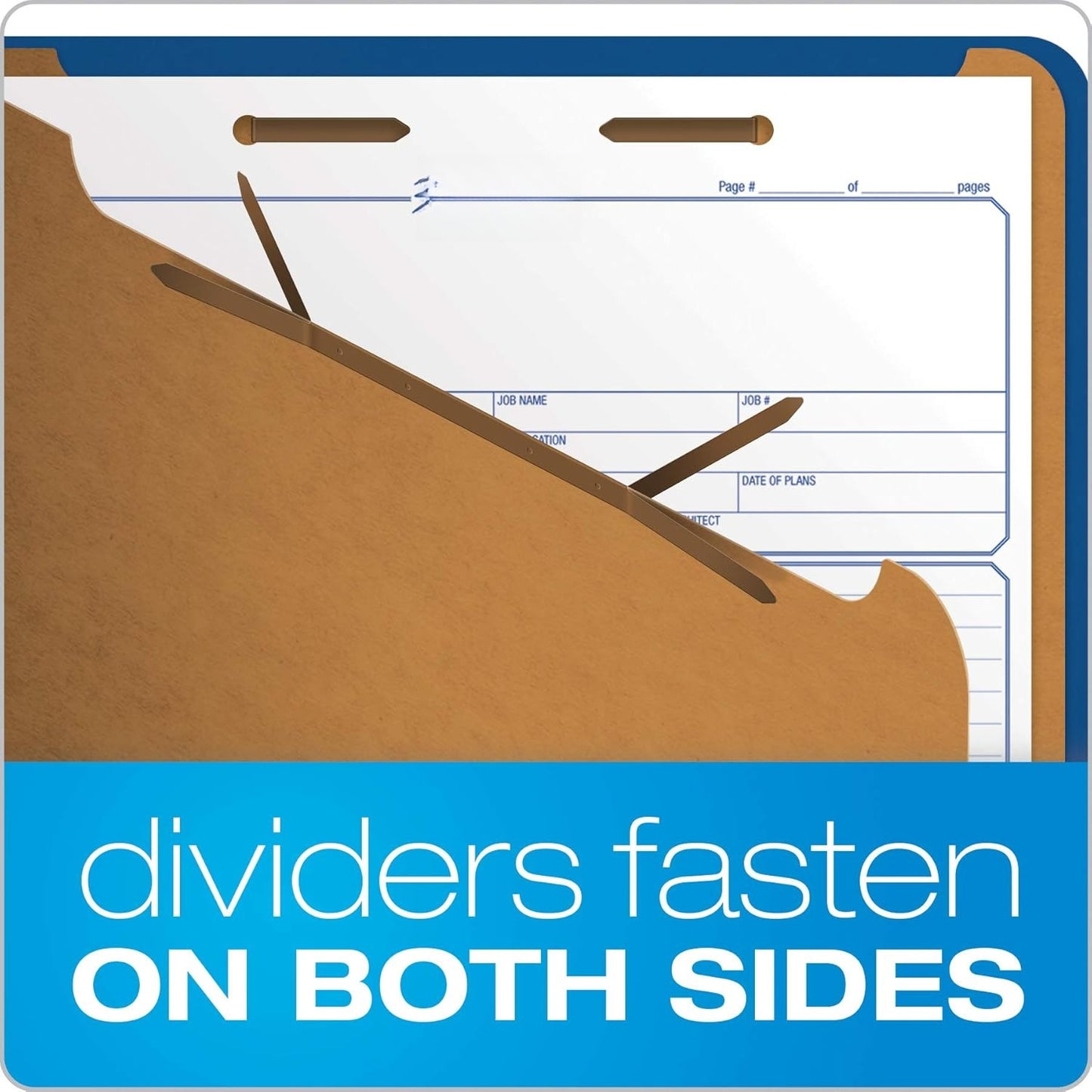 OMOMMD Classification Folders, 2 Dividers, 2" Fasteners, Letter, Dark Blue, 10/Box (24132P)