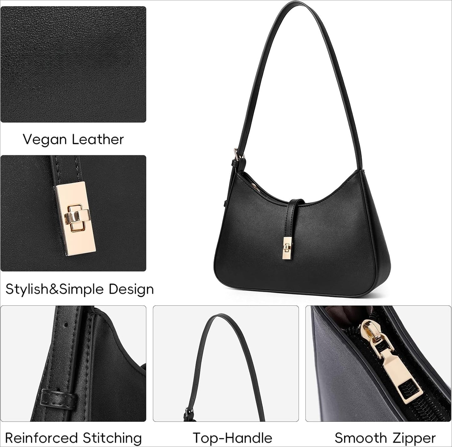 Shoulder Bag for Women, Handbag Hobo Bags Vegan Leather Crossbody Purse with Adjustable Strap