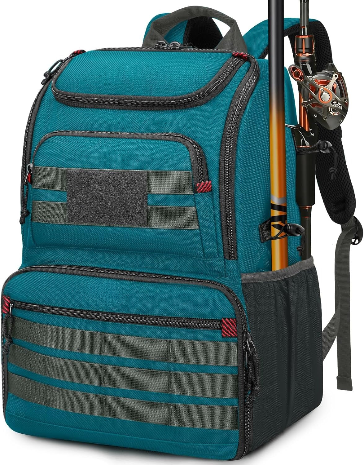 Fishing Backpack Tackle Box, Water Resistant Tackle Backpack Fishing Bags with Cooler & Rod Holders