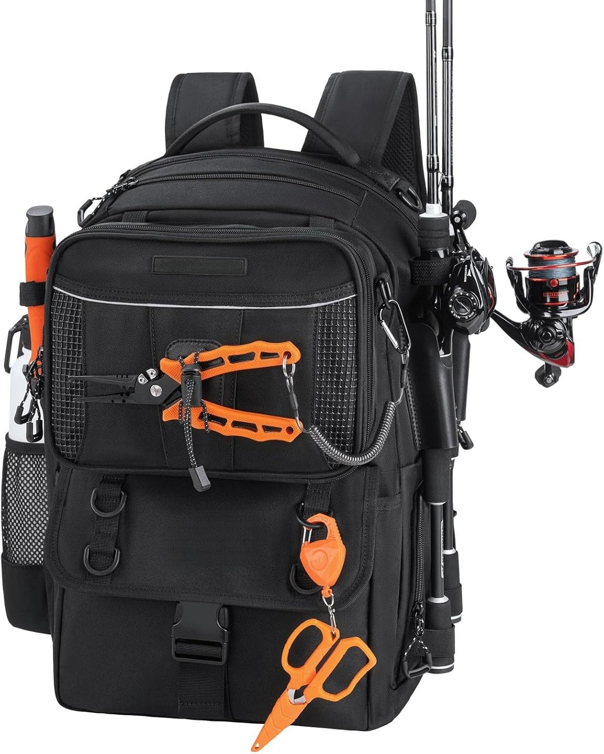 50L Fishing Tackle Backpack with Removable Bait Binder,2 Rod Holders Storage Fishing Gear and Equipment