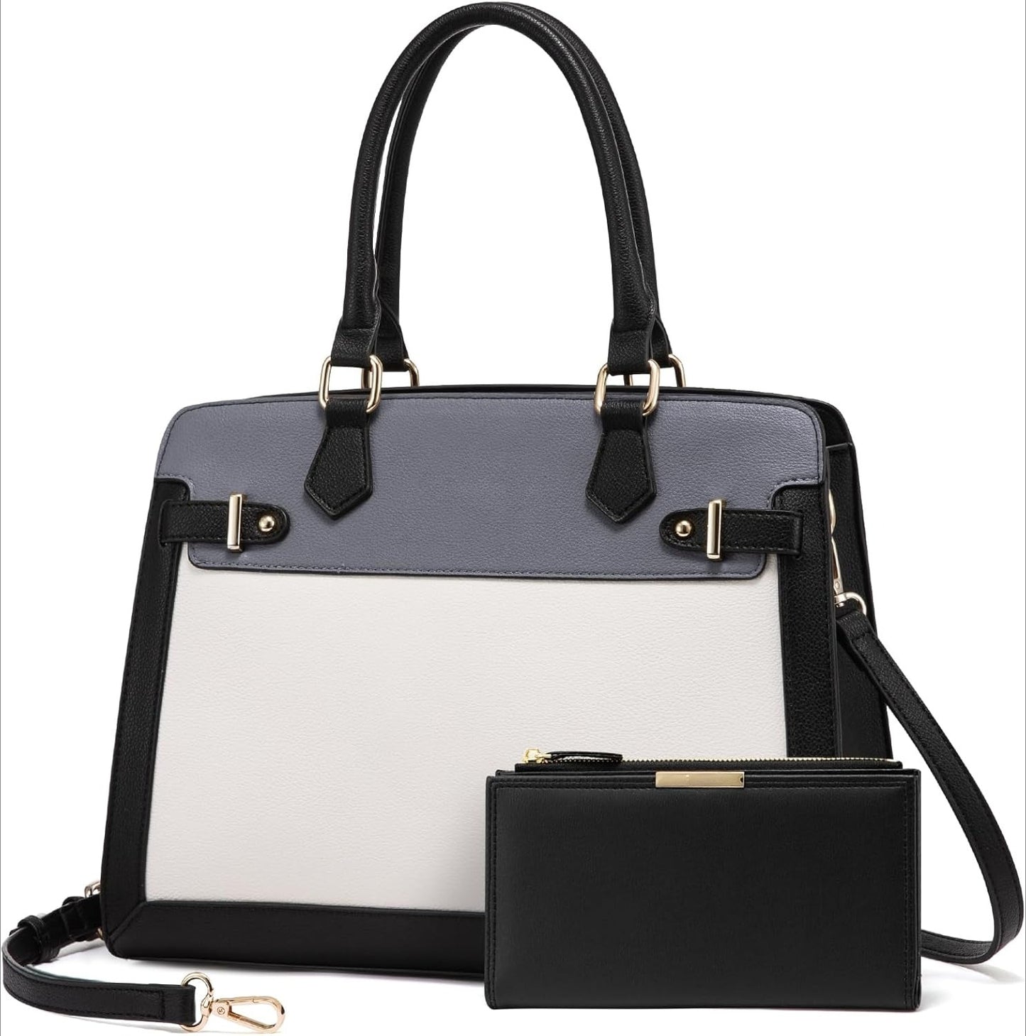 Handbags for Women, Tote Shoulder Bag Satchel Black Purse and PU Leather Top Handle for ladies