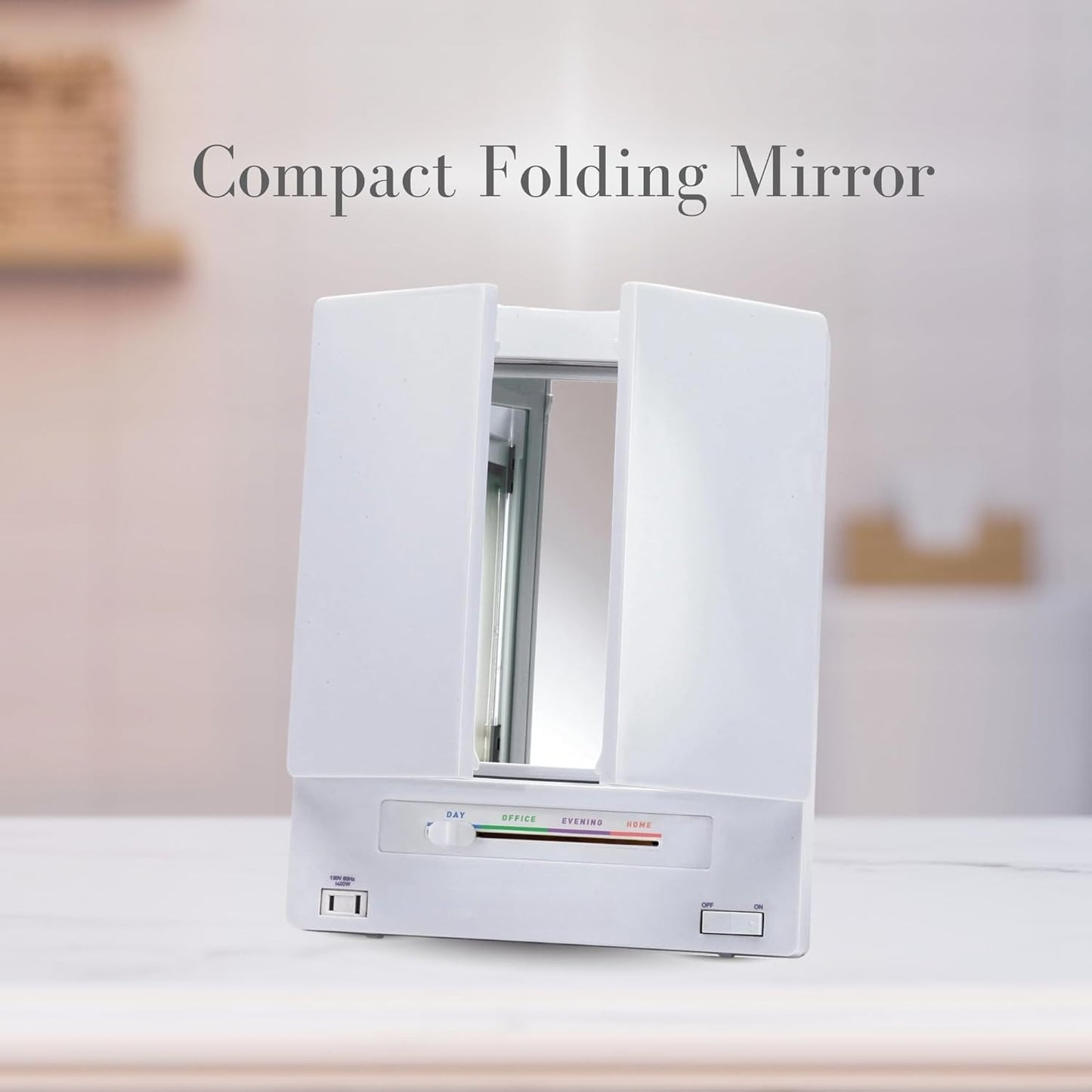 Tri-Fold Two-Sided Makeup Mirror with Lights - Vanity Mirror with 5X-1X Magnification &amp