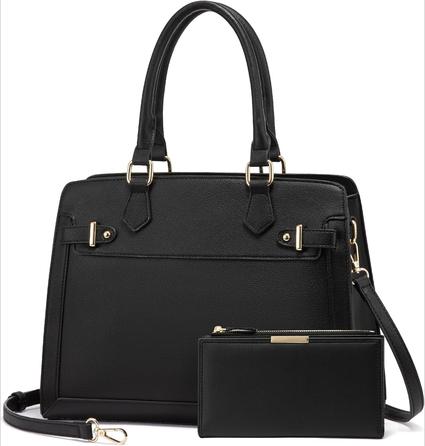 Handbags for Women, Tote Shoulder Bag Satchel Black Purse and PU Leather Top Handle for ladies