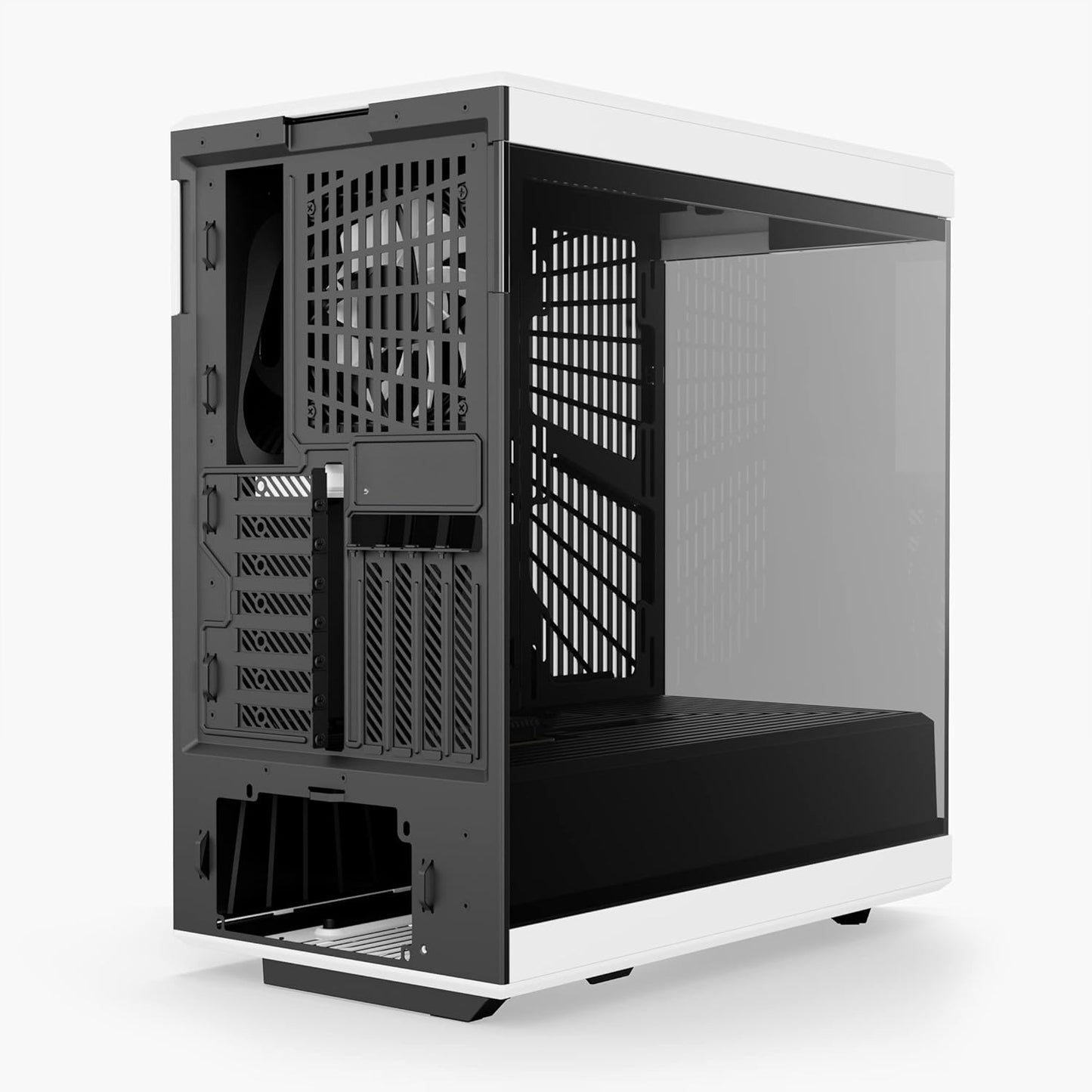 OMOMMD Y40 Modern Aesthetic Panoramic Tempered Glass Mid-Tower ATX Computer Gaming Case with PCIE 4.0 Riser Cable Included, White (CS-HYTE-Y40-BW)