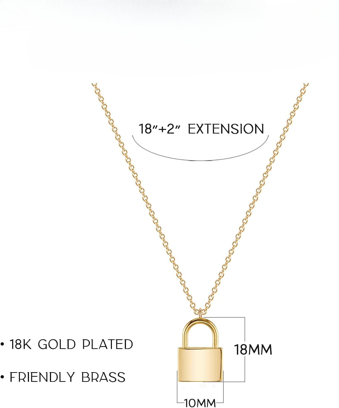 Dainty Initial Necklace: 18K Gold Plated Letter Padlock Pendant - Minimalist Personalized Jewelry for Her