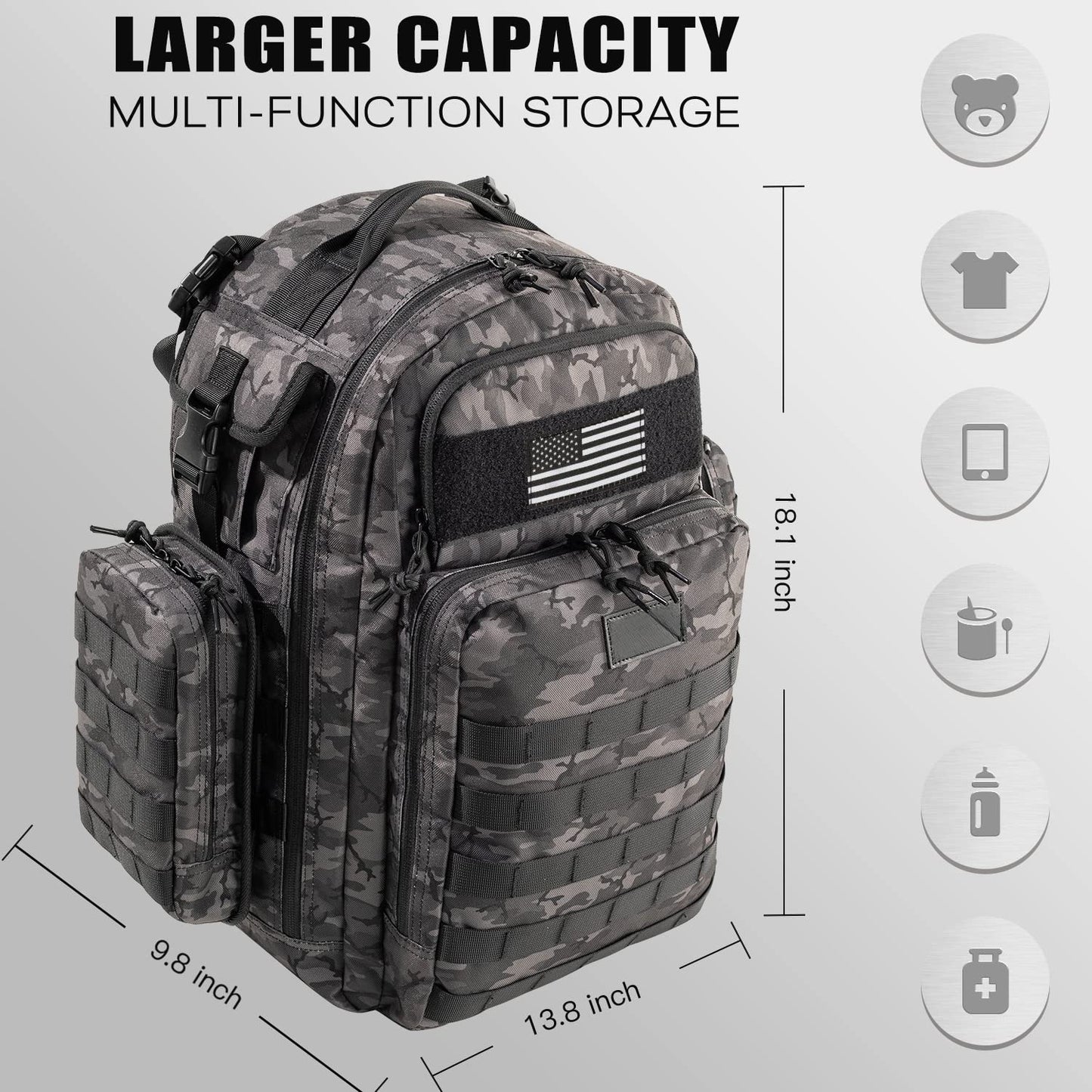 Mens Diaper Bag Backpack with Diaper Changing Mat, Waterproof Pouch, Baby Wipes pocket, Insulated Bottle Pockets