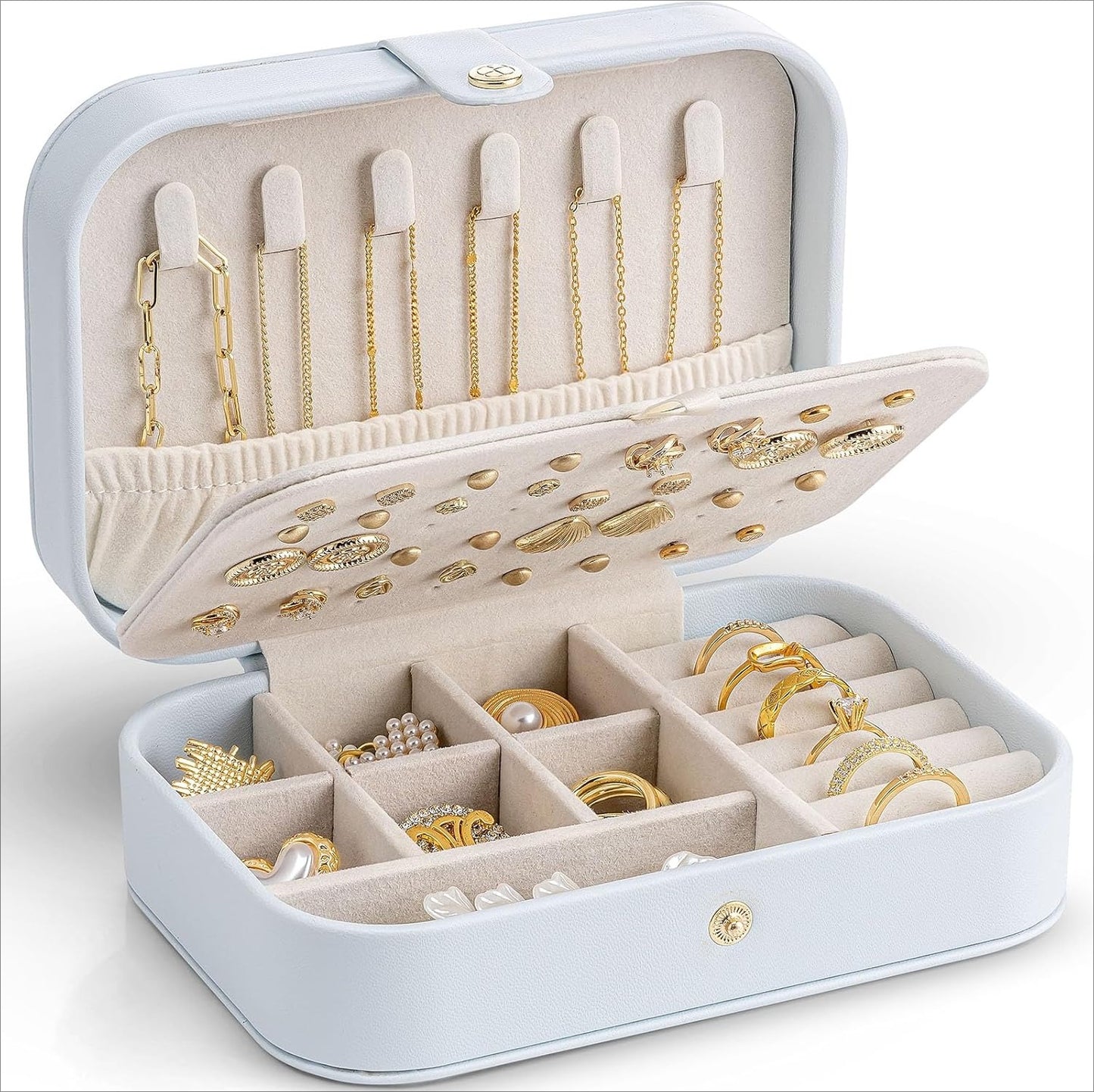 Travel Jewelry Case, PU Leather Small Mini Jewelry Box for Rings, Necklaces, Bracelet